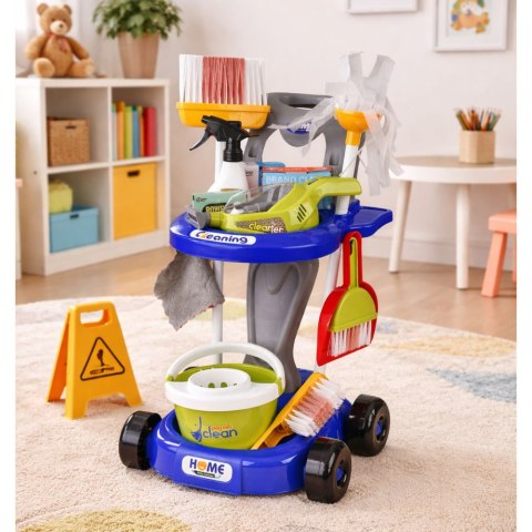 Zestaw Do Sprzątania Dla Dzieci Wózek Odkurzacz Interaktywny Akcesoria 20el