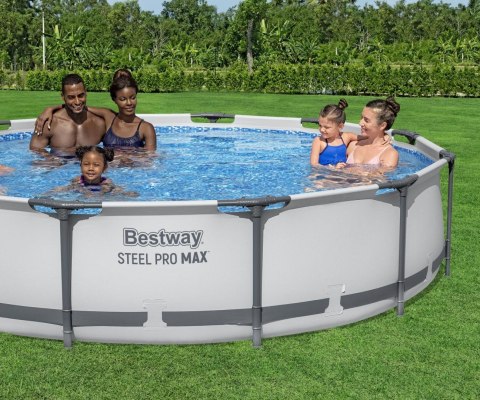 Bestway 56416 BASEN STELAŻOWY STEEL PRO MAX Z POMPĄ FILTRACYJNĄ 3.66m x 0.76m