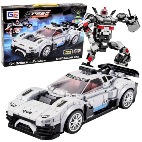 Klocki Konstrukcyjne Samochód Wyścigowy Robot 2W1 Biały 320 el.