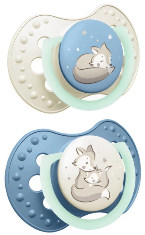 LOVI 22/913 Smoczek silikonowy dynamiczny 0-6m 2 szt Night&Day Boy