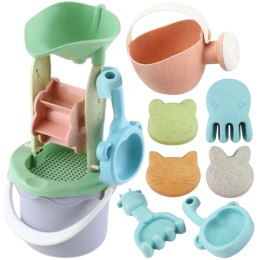 WOOPIE GREEN Zestaw do Piasku w Wiaderku z Kołowrotkiem 9 el. BIODEGRADOWALNY ORGANICZNY MATERIAŁ