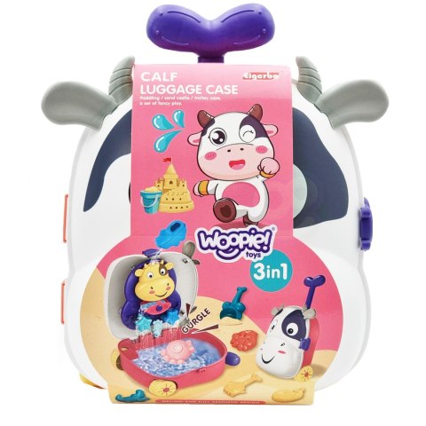 WOOPIE Zestaw do Piasku 3w1 Walizka Krówka Stolik Wodny