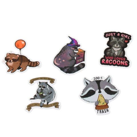 Zestaw Naklejki Z Szopem Dekoracyjne Różne Motywy 50 szt. 7-8 cm