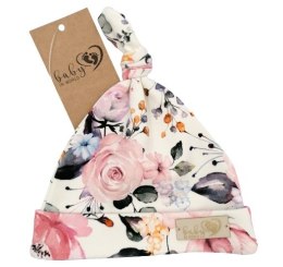 BABY 01088 Czapka niemowlęca smerfetka Pastel Roses 3-6m