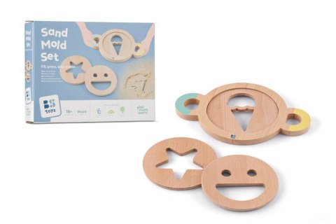 BS Toys, zestaw drewnianych foremek do piasku