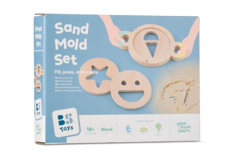 BS Toys, zestaw drewnianych foremek do piasku