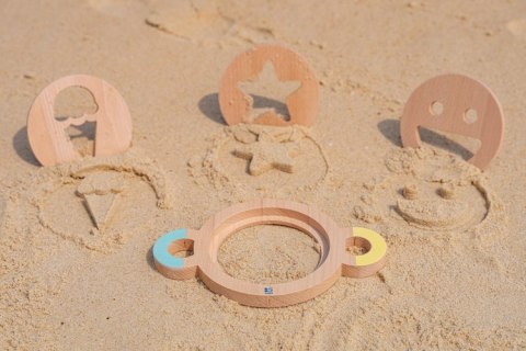 BS Toys, zestaw drewnianych foremek do piasku