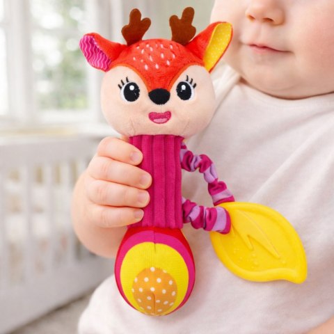 Pluszowa Grzechotka Jelonek Z Gryzakiem i Piszczałką Dla Niemowląt