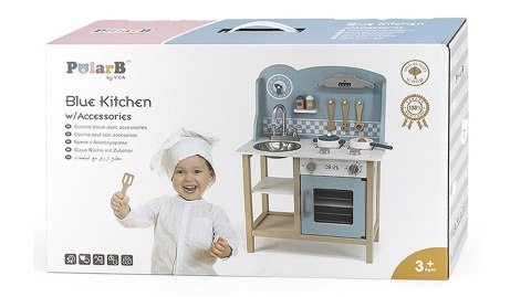 VIGA PolarB Drewniana Kuchnia z Akcesoriami Silver - Blue