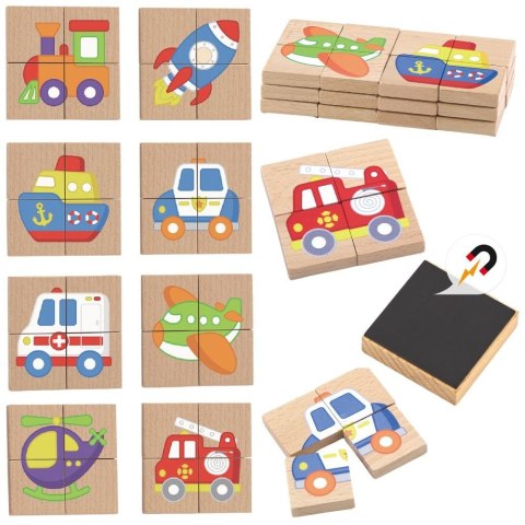 Viga Układanka drewniana puzzle magnetyczne - pojazdy Certyfikat FSC