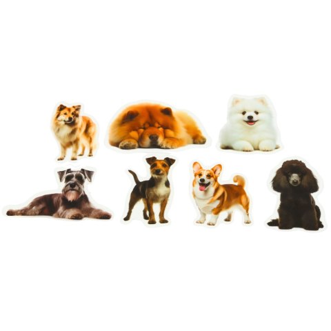 Zestaw Naklejki Pieski Różne Gatunki Śliskie Przeźroczyste 50 szt.