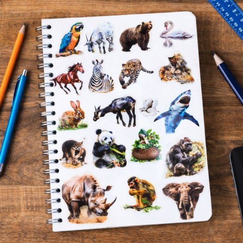 Zestaw Naklejki Z Dzikimi Zwierzętami Śliskie Przeźroczyste 50 szt.