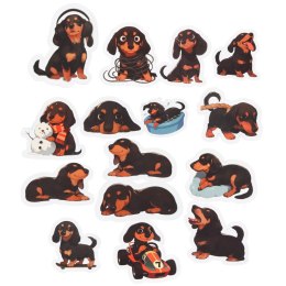 Zestaw Naklejki Z Jamnikami Do Ozdabiania Różne Motywy 54 szt.