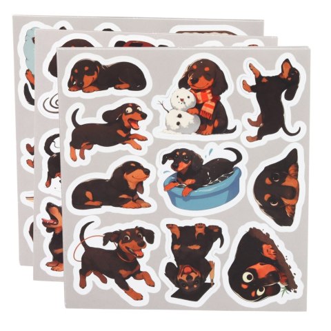 Zestaw Naklejki Z Jamnikami Do Ozdabiania Różne Motywy 54 szt.