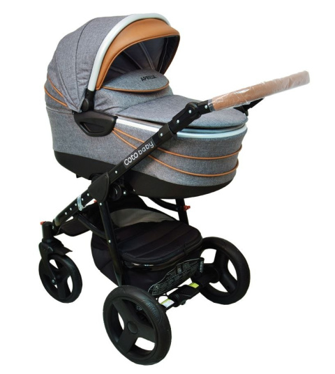 APRILIA 3w1 Coto Baby wózek wielofunkcyjny z fotelikiem 0m+ / grey-brown linen