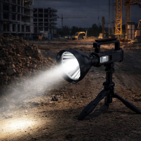 Duża Latarka Reflektor Ze Statywem Szperacz LED W5120 Powerbank 31 cm