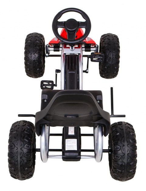 Duży Gokart Strong na pedały dla dzieci Czerwony + Obciążenie 100 kg + Koła EVA + Hamulec ręczny + Sportowy fotel