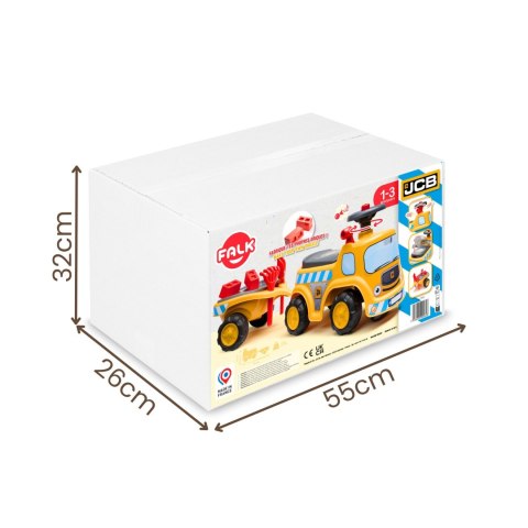 FALK Jeździk Ciężarówka Budowlana JCB z Przyczepą i Akcesoriami