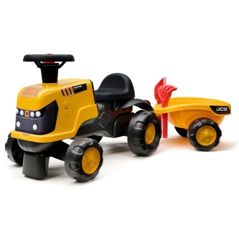 FALK Jeździk Traktor JCB Fastrac z Przyczepą Łopatką i Grabkami 1-3 lat