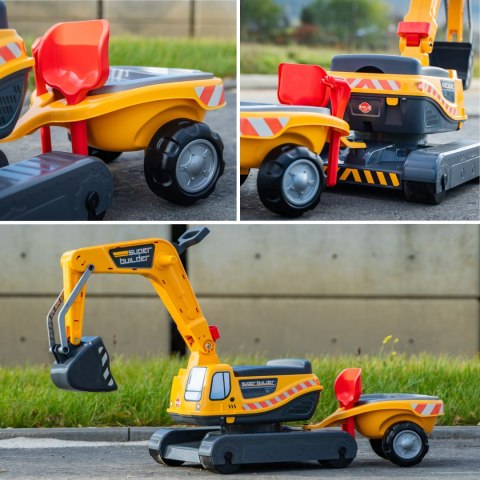 FALK Koparka Super Builder z Przyczepą i Akcesoriami