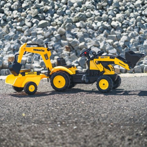 FALK Traktor na Pedały Komatsu z Łyżką Koparką i Przyczepą