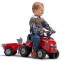 FALK Traktorek Baby Massey Ferguson Czerwony z Przyczepką + akc. od 1-3 lat