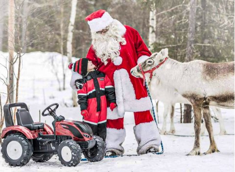 FALK Traktor na Pedały Valtra S4 Czerwony z Przyczepą 3-7 lat