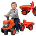 FALK Traktorek Kubota Pomarańczowy z Przyczepką Ciche Koła + akc.1-3 lata