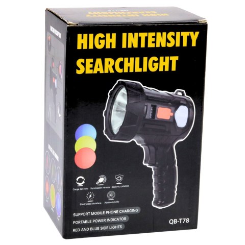 Latarka LED Szperacz Solarna 6 Trybów Powerbank Wymienne Filtry 19 cm