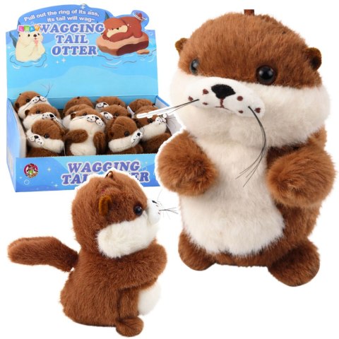 Pluszowa Wydra z Kręcącym Ogonkiem Dźwięki Piszczenia Brelok 12,5 cm
