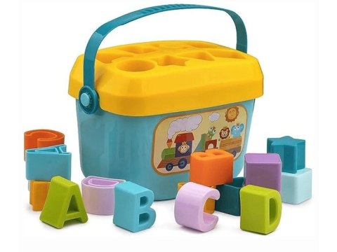 Edukacyjny Sorter Z Klockami Układanka Wiaderko Literki Klocki