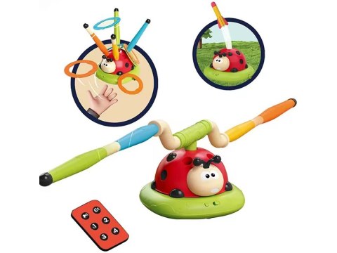 Gra Zręcznościowa 3w1 BIEDRONKA Wyrzutnia Rakiet Skakanka Rzut Do Celu Rzutki Skaczące Ramiona Interaktywna Zabawka Dla Dzieci