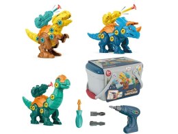 Klocki Konstrukcyjne DINOZAURY Do Skręcania I Rozkręcania Kuferek Wkrętarka Strzałki