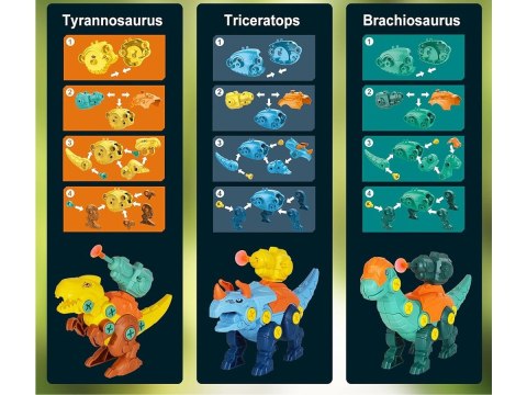 Klocki Konstrukcyjne DINOZAURY Do Skręcania I Rozkręcania Kuferek Wkrętarka Strzałki