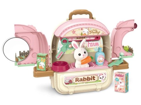 Królik w Plecaku Zabawka 3w1 Mini Farma Ogródek Plecak Domek Dla Lalek
