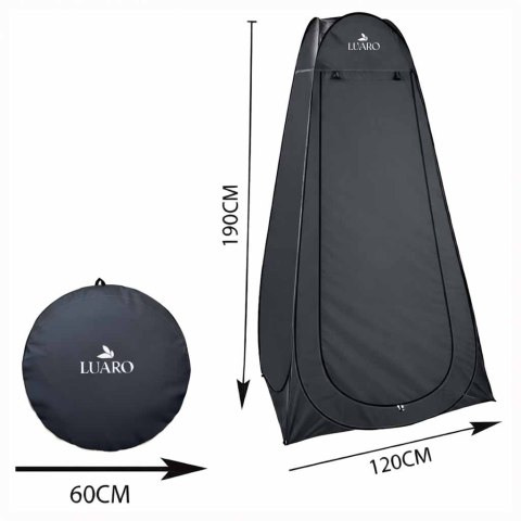 Namiot LUARO samorozkładający na prysznic przebieralnia turystyczna toaleta wc czarne