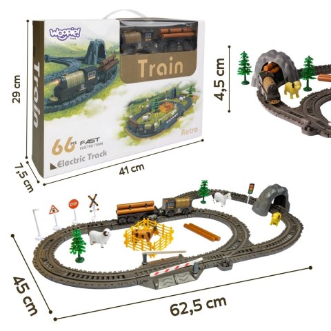 WOOPIE Kolejka Elektryczna Lokomotywa Retro Farma Tor XL 66 el.