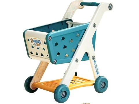 Wózek Na Zakupy NIEBIESKI Koszyk Sklepowy + Akcesoria Owoce Warzywa Supermarket