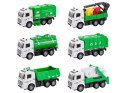 Zestaw 6 Pojazdów Ciężarowych Ciężarówka Tir Ciągnik Wywrotka Śmieciarka Beczkowóz