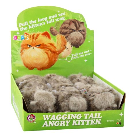 Pluszowy Brązowy Kotek z Kręcącym Ogonkiem Dźwięki Piszczenia Brelok 9 cm