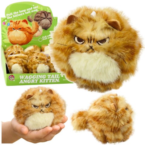 Pluszowy Rudy Kotek z Kręcącym Ogonkiem Dźwięki Piszczenia Brelok 9 cm