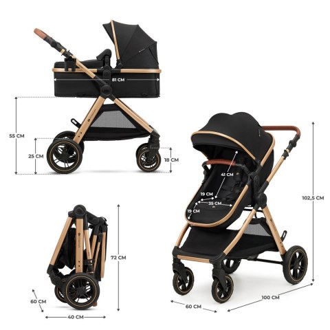 KINDERKRAFT Wózek wielofunkcyjny ESME 3w1 Pure Black+MINK PRO 2