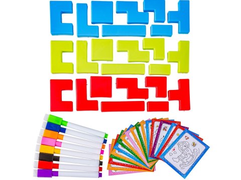 Wielofunkcyjna Dwustronna Tablica 2w1 Zmazywalna Klocki Układanka Edukacyjna CZERWONA