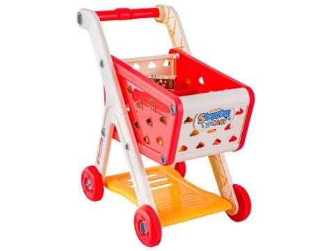 Wózek Na Zakupy CZERWONY Koszyk Sklepowy + Akcesoria Owoce Warzywa Supermarket