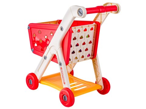 Wózek Na Zakupy CZERWONY Koszyk Sklepowy + Akcesoria Owoce Warzywa Supermarket