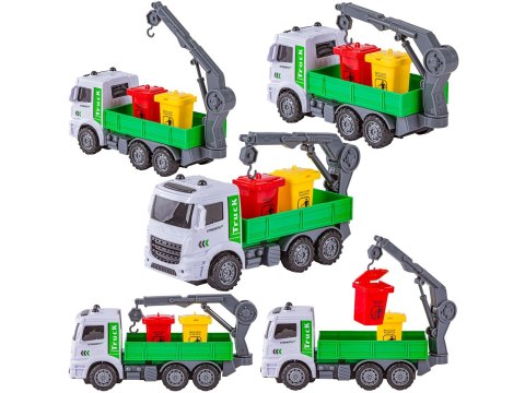 Zestaw 6 Pojazdów Ciężarowych Ciężarówka Tir Ciągnik Wywrotka Śmieciarka Beczkowóz