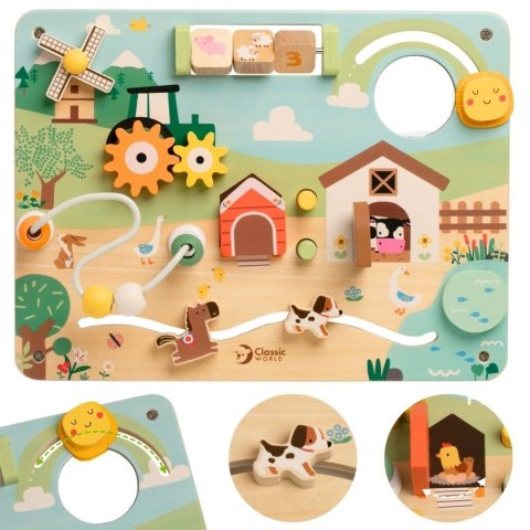 CLASSIC WORLD Drewniana Tablica Manipulacyjna Aktywności Farma