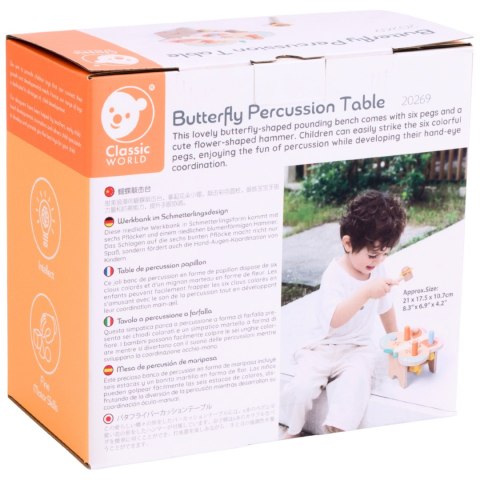CLASSIC WORLD Wbijak Pastelowy Motylek Montessori z Młoteczkiem 8el.