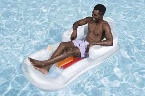 Dmuchany Materac do pływania Leżak Biały BESTWAY 161x84cm + Oparcie