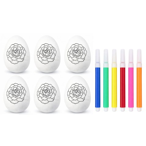 Jajka Wielkanocne Styropianowe Do Malowania Pisaki Wzór Kwiat B 6szt